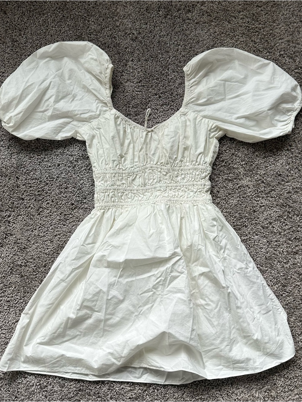 Faithfull the Brand White Puff-Sleeve Mini Dress